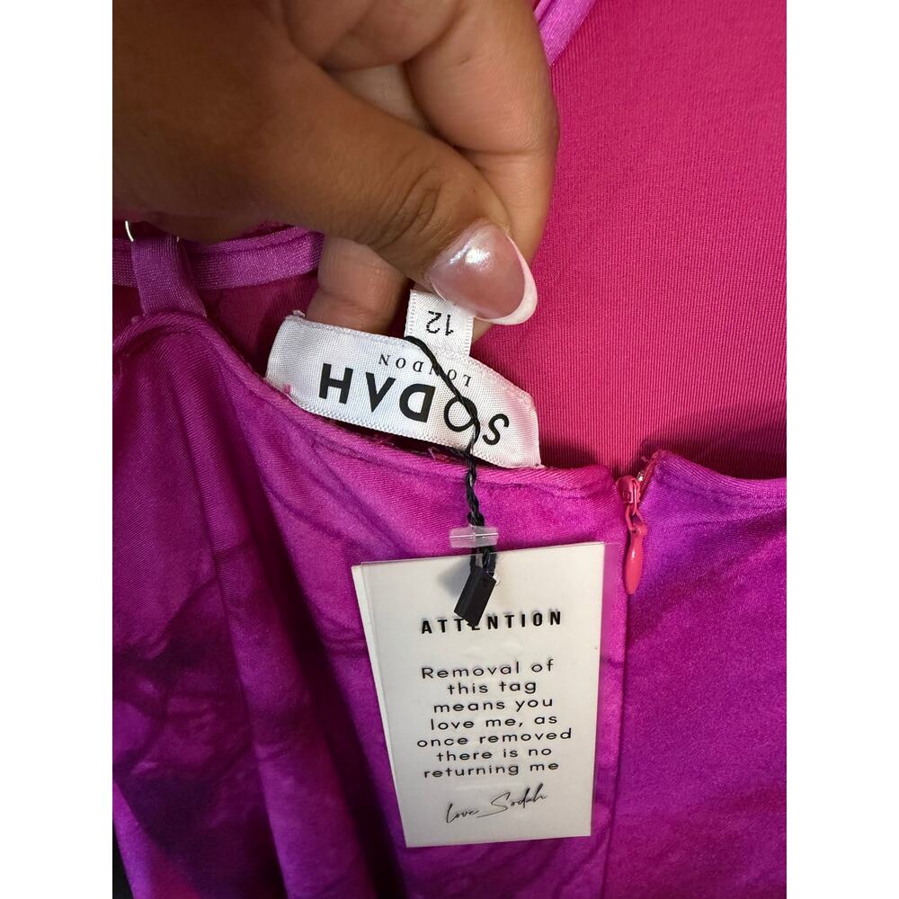 Sodah London Sweetie Maxi Dress Pink Side Slit Bodycon Sexy Size 12 Large - Picture 8 of 14